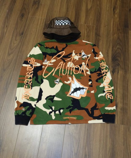Chrome Hearts Camouflage Matty Boy Caution Long Sleeve T-Shirt
