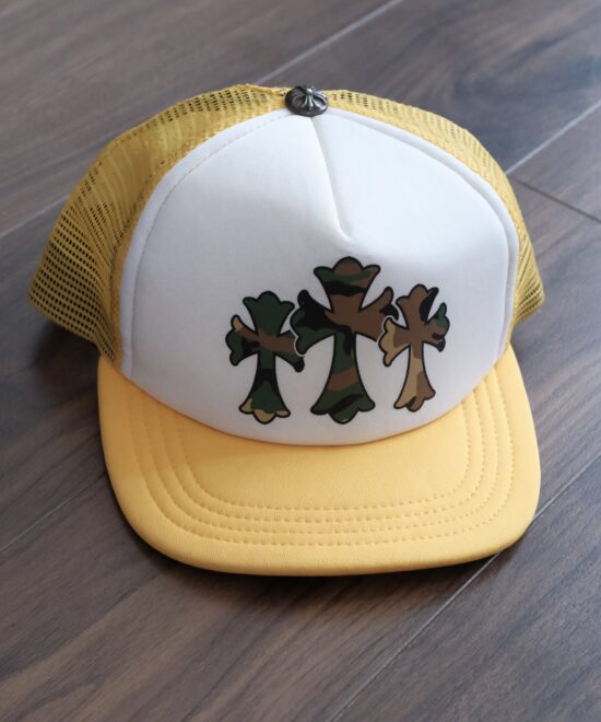Chrome Hearts Camouflage Cemetery Cross Yellow Trucker Hat