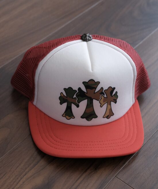Chrome Hearts Camouflage Cemetery Cross Red Trucker Hat