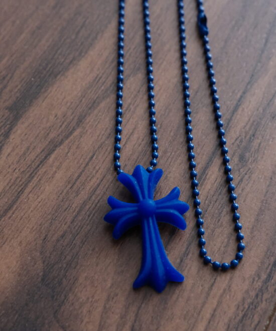Chrome Hearts Cross Silicone Blue Necklace