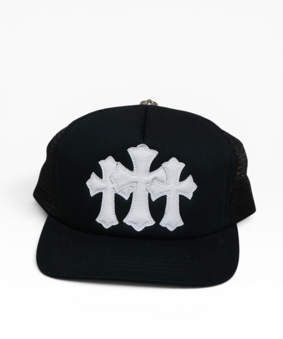 Chrome Hearts Triple Cross Cemetery Leather Trucker Hat